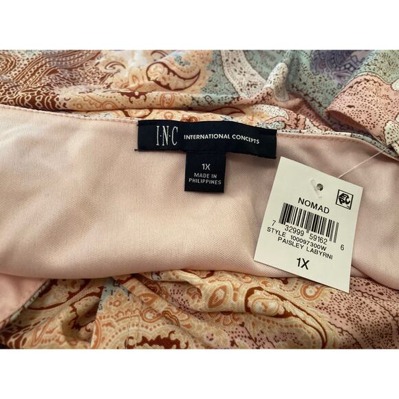 I.N.C. Sleeveless Asymmetrical Hem Blouson Dress Size 1X Paisley Labyrinth NWT - Picture 5 of 8